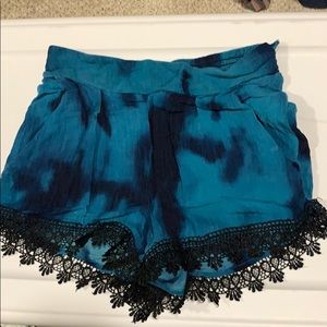 Blue Tie Dye Lace Shorts